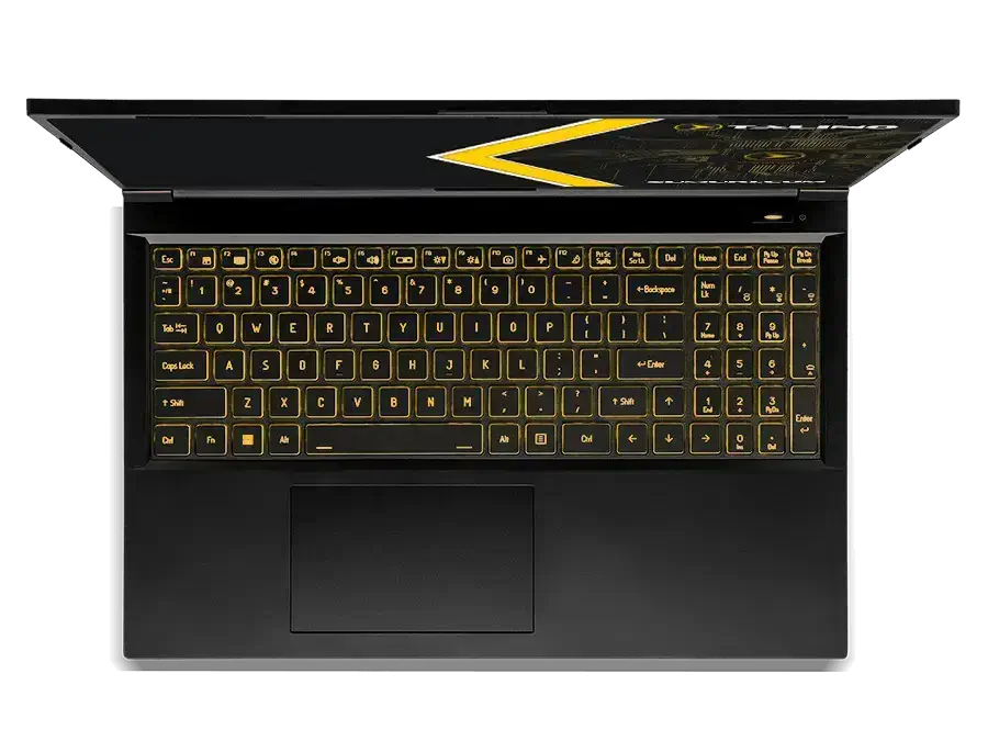 SUMURI TALINO KA-L Alpha Notebook mit leuchtender Tastatur in Gelb, Draufsicht