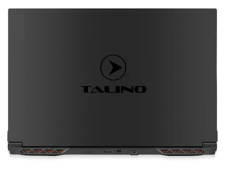 Rückansicht des SUMURI TALINO KA-L Alpha Laptops in Schwarz