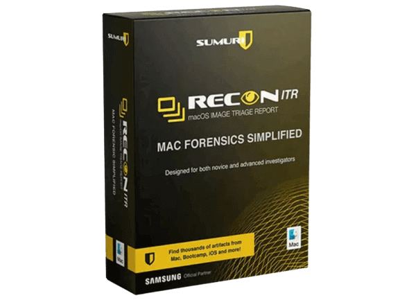 Sumuri RECON ITR MacOS Image Triage Report Box für umfassende Mac-Forensik, entwickelt für Anfänger und fortgeschrittene Ermittler.