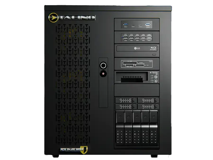 SUMURI TALINO KA-501 Hochleistungs-Computergehäuse mit mehreren Anschlüssen und Lüftungsschlitzen.