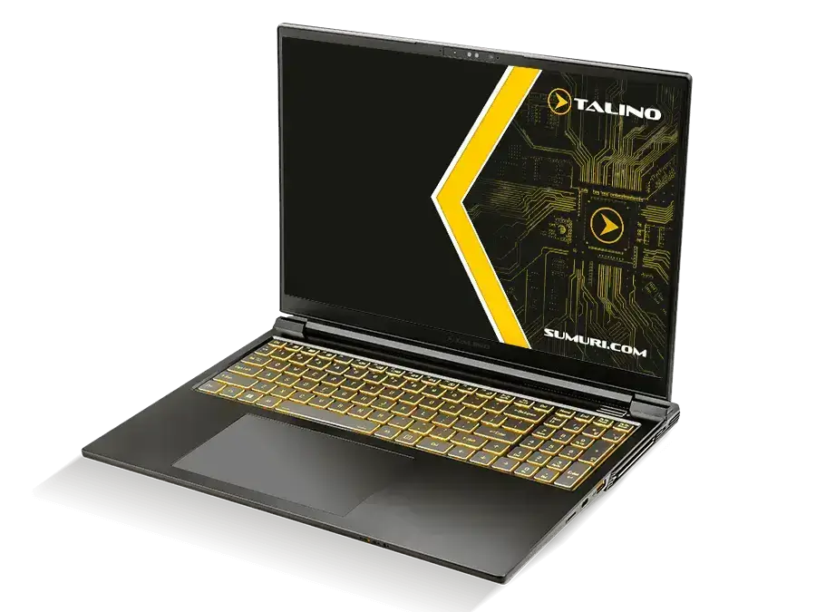 SUMURI TALINO KA-L Gamma Laptop, leistungsstarker Laptop mit modernem Design und gelber Beleuchtung, für forensische Analysen