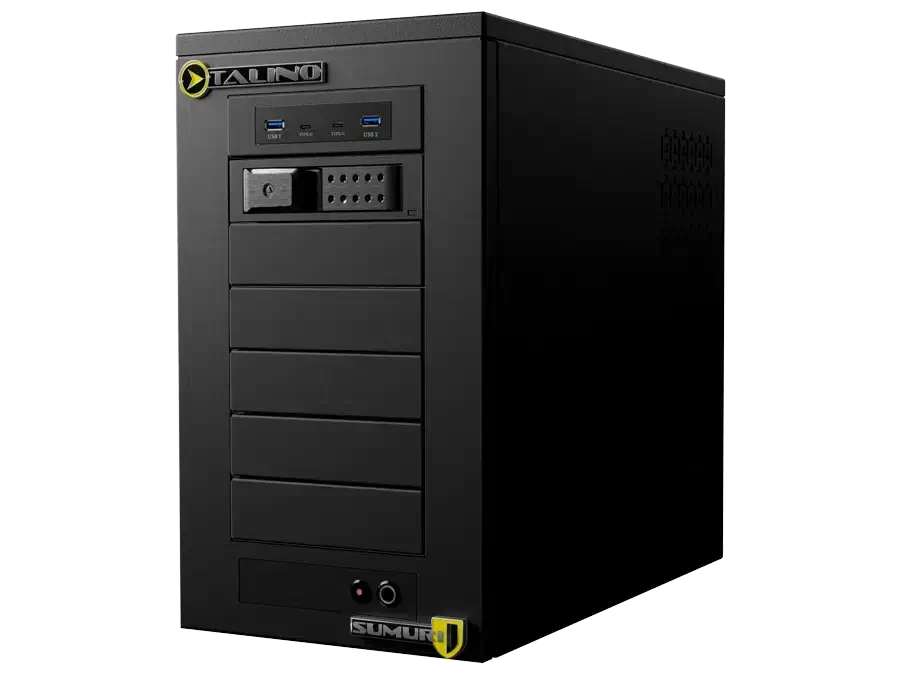 SUMURI TALINO KA-Review Desktop-Computer in Schwarz, leistungsstark und für IT-Forensik geeignet.