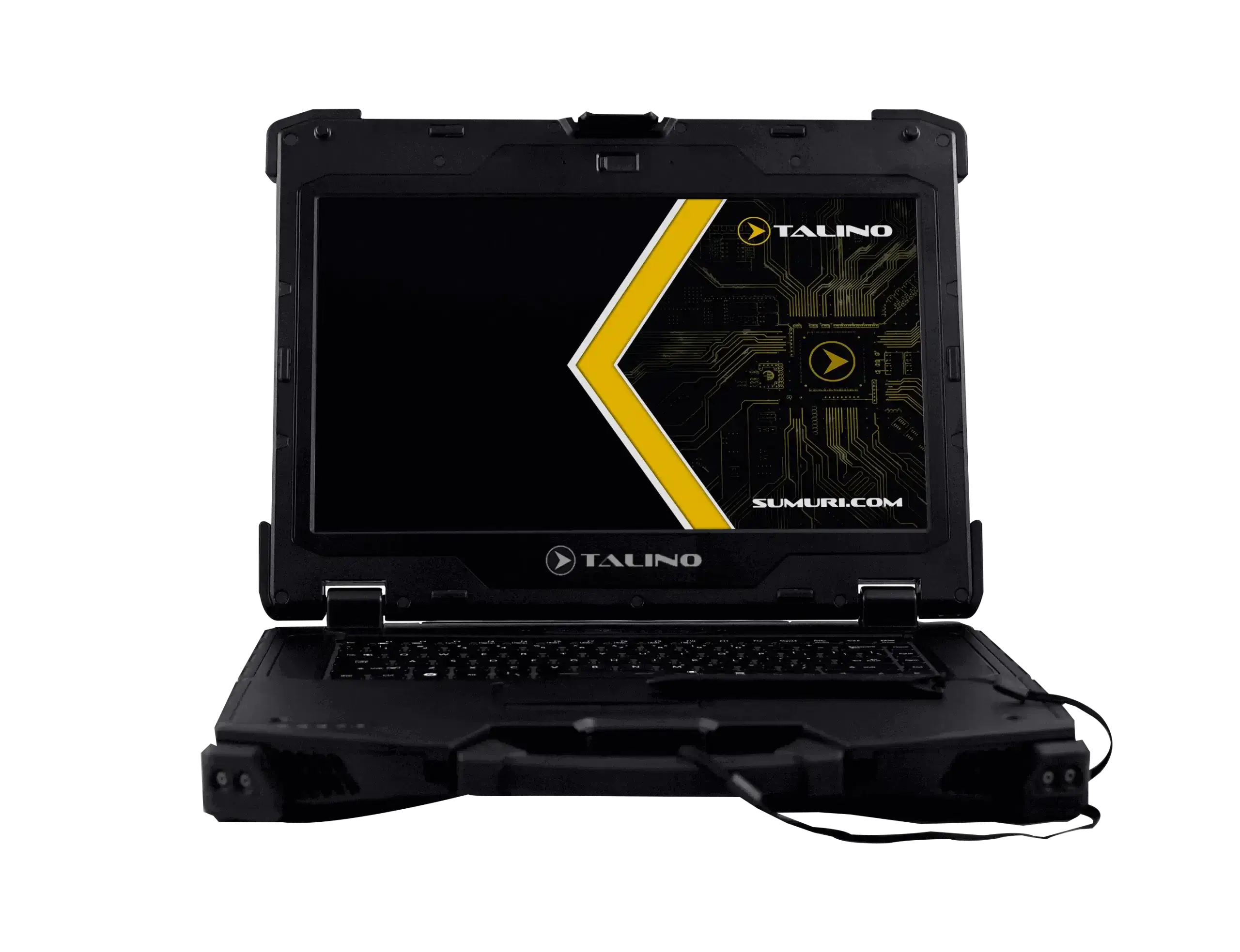 Robustes SUMURI TALINO TRL-65 Notebook mit schwarzem Gehäuse und geöffneter Bildschirmansicht, geeignet für anspruchsvolle IT-Anwendungen