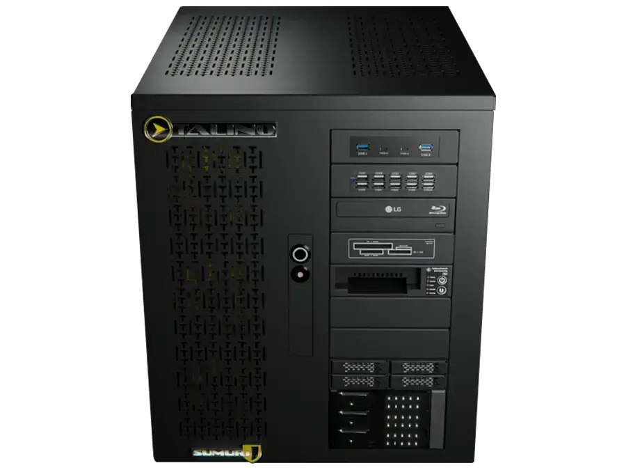 Hochleistungs-Computergehäuse SUMURI TALINO KA-101S in Schwarz, Frontansicht