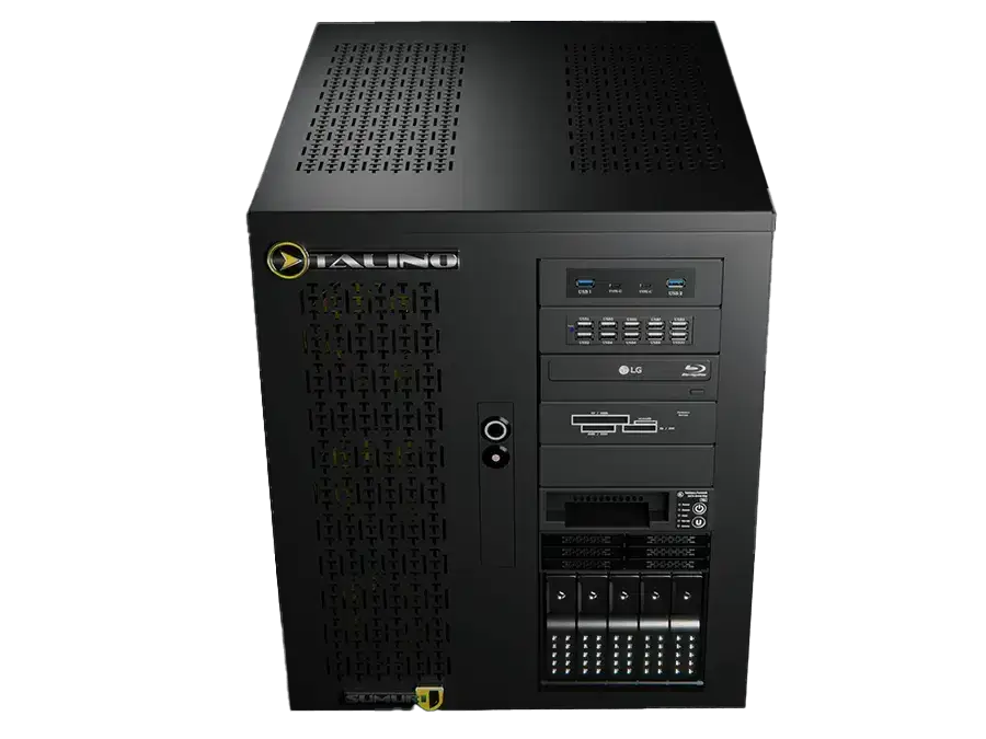 SUMURI TALINO KA-3003 Forensic Workstation in Schwarz, leistungsstarker Desktop-Computer für digitale forensische Untersuchungen