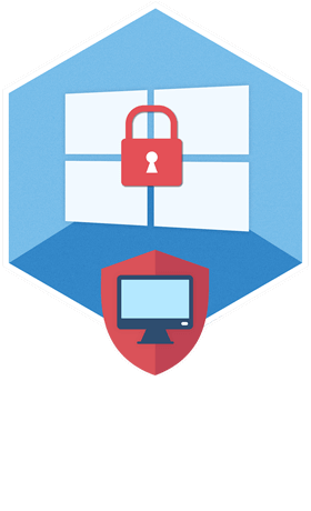 Symbol für fortschrittliche EFS-Datenwiederherstellung mit einem Schloss und einem geschützten Computerbildschirm.