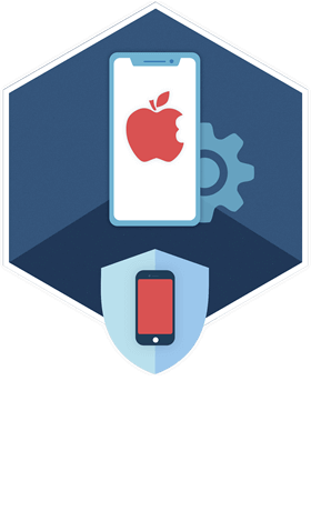 Elcomsoft iOS Forensic Toolkit Logo mit iPhone und Datensicherheitsikon, für physischen und logischen Zugriff auf Apple-Geräte.
