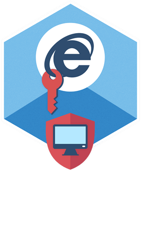 Elcomsoft Internet Password Breaker-Logo zeigt ein E-Mail-Symbol mit einem Schlüssel und einem Bildschirm mit einem Schutzschild.